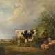 BIRONI Tätig 2. Hälfte 19. Jahrhundert Hirte mit Schafen, Kuh und Ziege - Foto 1