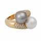 Ring mit Perlen und Brillanten zusammen ca. 0,40 ct, - Foto 1
