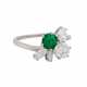 Ring mit Brillant ca. 0,5 ct, Smaragd und 3 Diamantnavettes, - photo 1