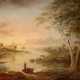 J. SICKERT Tätig 2. Hälfte 19. Jahrhundert Romantische Flusslandschaft im Morgenrot - фото 1
