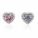 HEART-SHAPED COLORED DIAMOND AND DIAMOND EARRINGS WITH GIA REPORTS - Foto 1