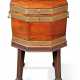 A GEORGE III BRASS-MOUNTED MAHOGANY HEXAGONAL WINE-COOLER ON STAND - photo 1