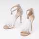 Jimmy Choo. Paar Highheels Sandalen Viola 100 mit Federschmuck und Strass-Besatz - Foto 1