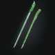 TWO EMERALD-GREEN-MOTTLED JADEITE HAIRPINS - фото 1