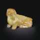 A YELLOW AND PALE RUSSET JADE FIGURE OF A MYTHICAL BEAST - photo 1