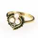 Ring mit Zuchtperlen, Brillanten und grünen Steinen - photo 1