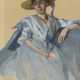 Deutscher Maler um 1900: Jugendstildame mit großem Hut - photo 1