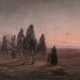 Orientalist des 19./20. Jahrhundert ''Karawane in der Wüste'' stimmungsvollwe Darstellung bei Sonnenuntergang - фото 1