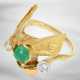 Ring: interessanter vintage Designer-Goldschmiedering mit Smaragd- und Brillantbesatz, insgesamt ca. 1,1ct, 14K Gold - фото 1