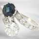 Ring: dekorativer vintage Saphir/Diamant-Goldschmiedering im Overcross-Design - фото 1