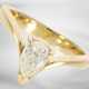 Ring: schöner vintage Goldschmiedering mit Diamant im Tropfenschliff von ca. 0,93ct, 18K Gold, Handarbeit - Foto 1