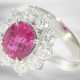 Ring: hochwertiger Brillantring mit pinkfarbenem, natürlichem Burma-Saphir in der extrem seltenen Qualität "vivid pink" von 3,30ct, Platin, mit GRS Report aus der Schweiz - photo 1