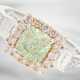 Ring: hochdekorativer neuwertiger Goldring mit extrem seltenem natürlichen Fancy Green Diamanten von 1,54ct, pinken Brillanten und weißen Diamanten, mit GIA Report - Foto 1