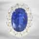 Ring: äußerst wertvoller Diamantring mit einem unbehandelten Ceylon-Saphir in der raren Farbe "Vivid-Blue" und von über 20ct!, 18K Weißgold, neuwertig, mit GRS Gemstone Report aus der Schweiz - Foto 1