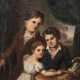 DEIKER, FRIEDRICH, attr. (Hanau 1792-1843 Wetzlar), "Drei Kinder an einem Tisch vor dem Fenster ein Bild betrachtend", - Foto 1