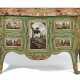 Castrucci, Cosimo (active. Langlois, Pierre. AN EARLY GEORGE III ORMOLU-MOUNTED PIETRA DURA AND CELADON GREEN-PAINTED COMMODE - Foto 1