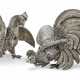 A PAIR OF CONTINENTAL SILVER-PLATED FIGHTING COCKERELS - фото 1