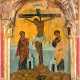 GROSSFORMATIGE IKONE MIT DER KREUZIGUNG CHRISTI AUS EINER KIRCHEN-IKONOSTASE Griechenland - фото 1