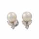 Ohrringe mit Perlen und Diamanten, zusammen ca. 0,7 ct, - photo 1