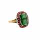SCHILLING Ring mit grünem Turmalin, Rubinen und Achtkantdiamanten, - фото 1
