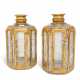 A PAIR OF NORTH EUROPEAN GILT-GESSO AND LEAD-MOUNTED ETCHED GLASS CANISTERS - photo 1