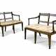 A PAIR OF REGENCY EBONISED AND PARCEL-GILT DOUBLE CHAIRBACK SETTEES - photo 1