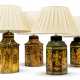 FOUR PAINTED AND GILT TOLE TEA-CANISTER TABLE LAMPS - photo 1