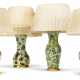 A GROUP OF FOUR REVERSE-DECORATED GLASS `DECALCOMANIA` TABLE LAMPS - photo 1