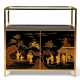 A LACQUERED BRASS AND BLACK JAPANNED DRINKS CABINET - фото 1