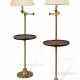 A PAIR OF MAHOGANY AND BRASS ADJUSTABLE FLOOR LAMPS - фото 1
