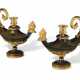 A PAIR OF DIRECTOIRE ORMOLU AND PATINATED BRONZE CASSOLETTES - фото 1