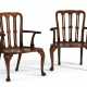  A PAIR OF GEORGE II SOLID MAHOGANY HALL ARMCHAIRS - фото 1