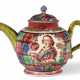 A STAFFORDSHIRE SALT-GLAZED STONEWARE JACOBITE TEAPOT AND COVER - фото 1