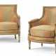 A PAIR OF ROYAL LOUIS XVI WHITE-PAINTED AND PARCEL-GILT BERGERES - photo 1