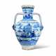 A LARGE TALAVERA DE REINA TIN-GLAZED EARTHENWARE BLUE AND WHITE VASE - photo 1