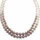 DOUBLE-STRAND CULTURED PEARL AND DIAMOND NECKLACE - фото 1