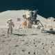 NASA. Saluting the flag: Astronaut David Scott performs military salute beside American flag, lunar module "Falcon" and lunar rover, Hadley Delta beyond, July 26-August 7, 1971 - фото 1