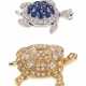 TWO DIAMOND AND SAPPHIRE TURTLE BROOCHES - Foto 1