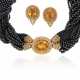 CITRINE, DIAMOND AND HEMATITE NECKLACE AND EARRINGS - фото 1