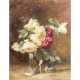 MANDEL, M. (?, undeutlich signiert, Maler/in 19./20. Jahrhundert), "Stillleben mit Rosen in Glasvase", - Foto 1