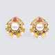 Paar Vintage Gold-Ohrclips mit Perlen, Brillanten und Rubinen - Foto 1