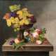 Johanne Hellesen. Stilleben mit Blütenkorb und Früchten in einer Schale - Foto 1