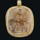 A ROMAN GOLD AND YELLOW JASPER INTAGLIO PENDANT WITH BACCHUS ON A LION - photo 1