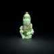 AN INLAID GREENISH-WHITE JADE VASE AND COVER - photo 1