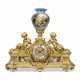 A LARGE FRENCH ORMOLU AND SEVRES-STYLE BLUE-GROUND PORCELAIN MANTEL CLOCK - фото 1
