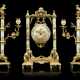 A FRENCH 'JAPONSIME' ORMOLU AND PARCEL-GILT PORCELAIN THREE-PIECE CLOCK GARNITURE - фото 1