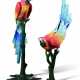 A PAIR OF COLD-PAINTED BRONZE OVER-LIFESIZE MODELS OF PARROTS - Foto 1