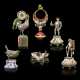 A GROUP OF SIX VIENNESE SEMI-PRECIOUS STONE-MOUNTED GILT AND ENAMELLED SILVER MINIATURE OBJECTS - photo 1