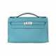 HERMÈS. A BLEU ATOLL SWIFT LEATHER KELLY POCHETTE WITH PALLADIUM HARDWARE - photo 1