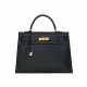 HERMÈS. A BLACK VACHE ARDENNES LEATHER SELLIER KELLY 35 WITH GOLD HARDWARE - фото 1
